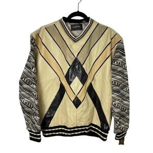 Vintage Coogi Style Sweater Size Large 90's 3D Textured Leather Knit Pullover